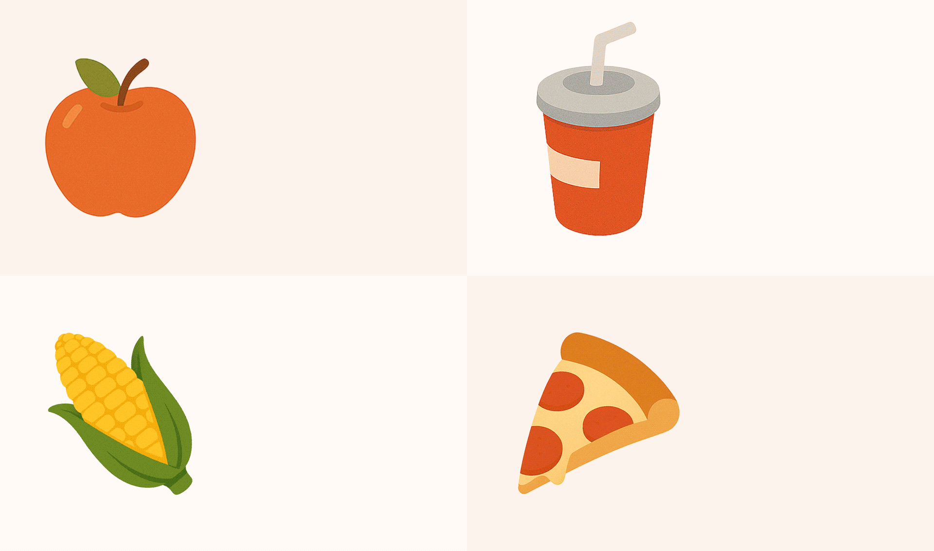 어린이 교정 중 피해야 할 음식과 대안 음식을 표현한 이미지 