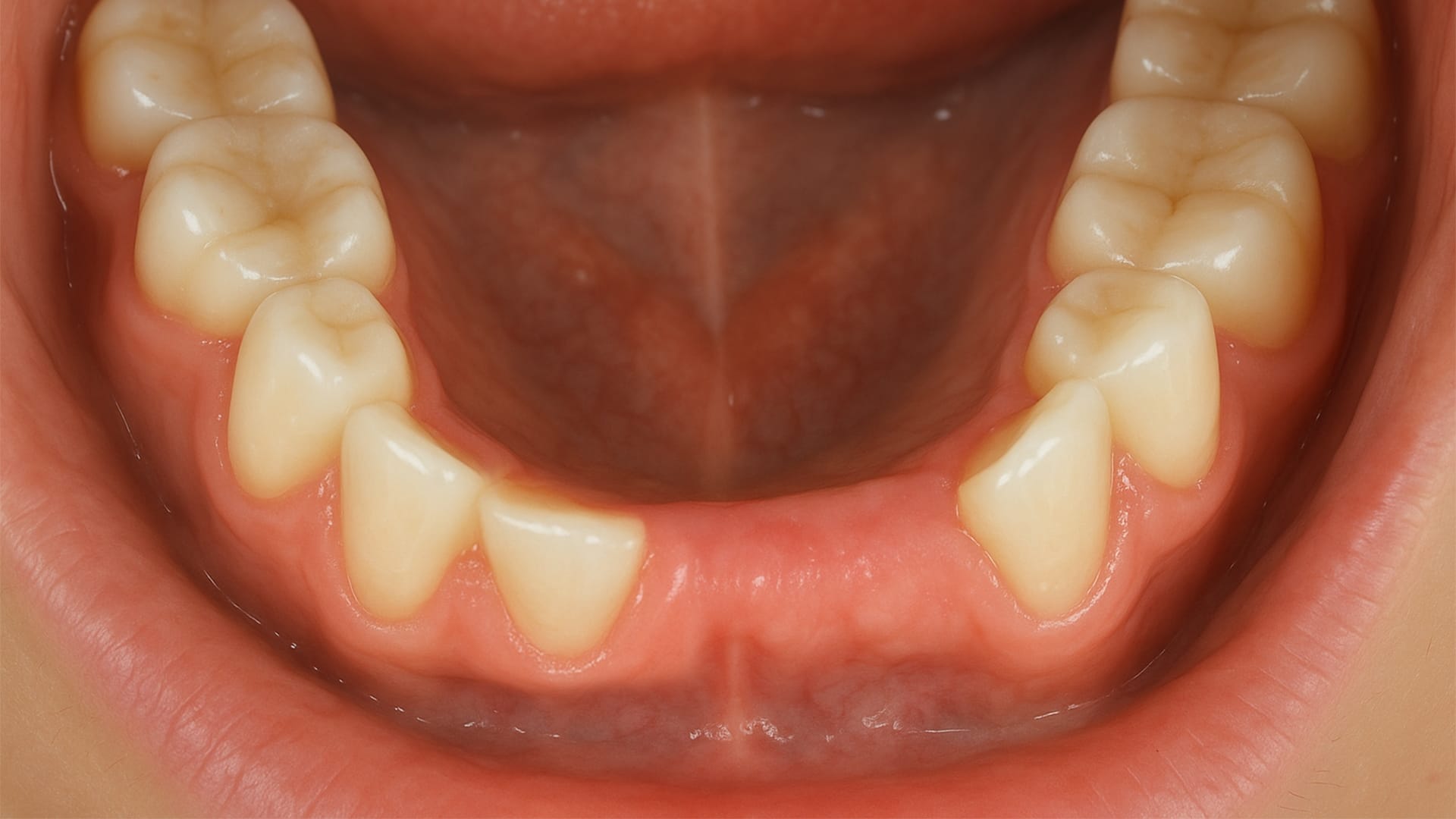 브릿지 임플란트가 필요한 대상자의 치아 모습
