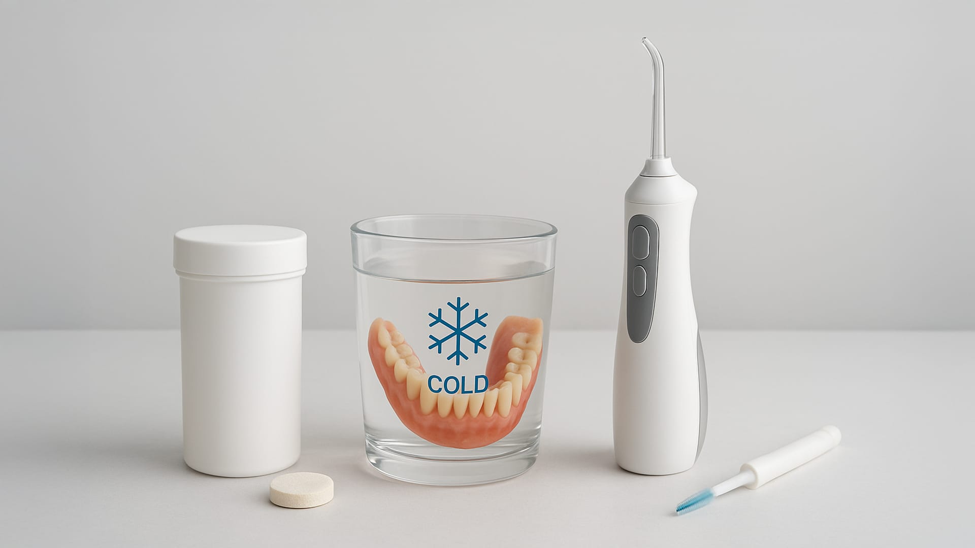 틀니세정제, 찬물보관, 워터픽, 치간칫솔의 모습 