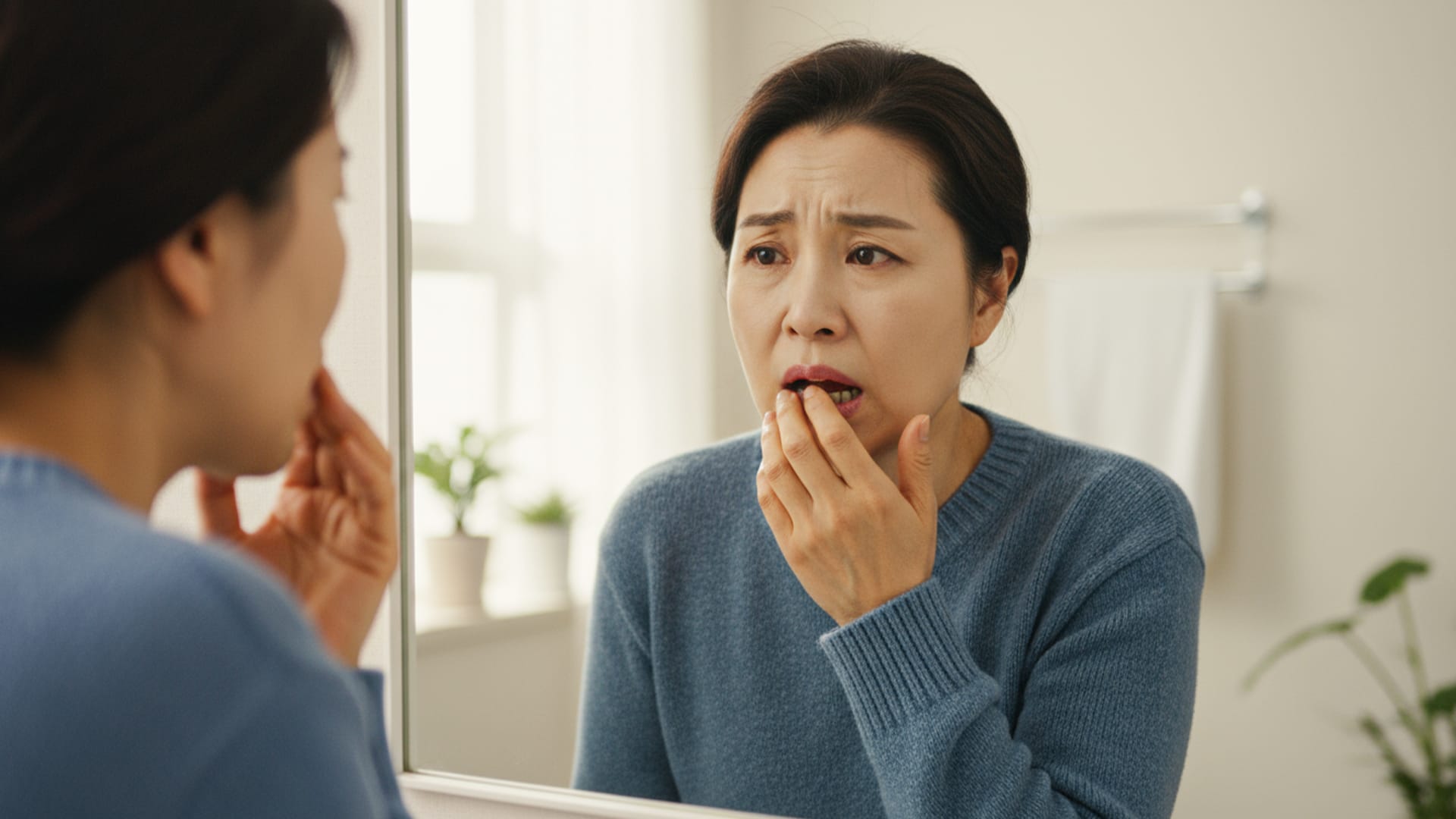 5060세대, 중년 환자의 치아 걱정 모습 