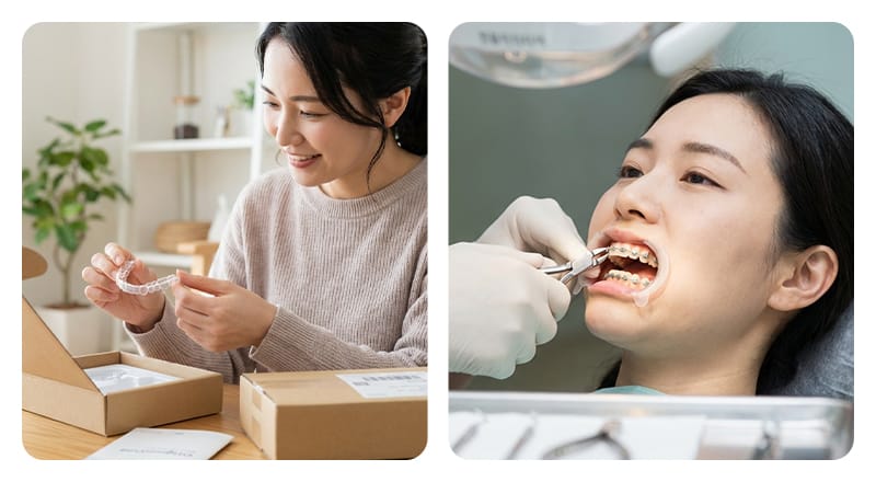 An international patient receiving an orthodontic consultation at a dental clinic in Korea.