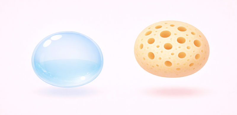 본문에서 언급한 '안전한 결절(양성)'의 대표적인 두 가지 모양 시각화