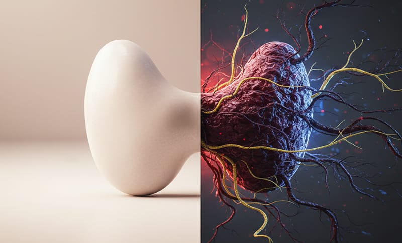 '착한 암'이라는 별명 뒤에 숨겨진 갑상선암의 진실과 경각심을 표현하는 메인 이미지