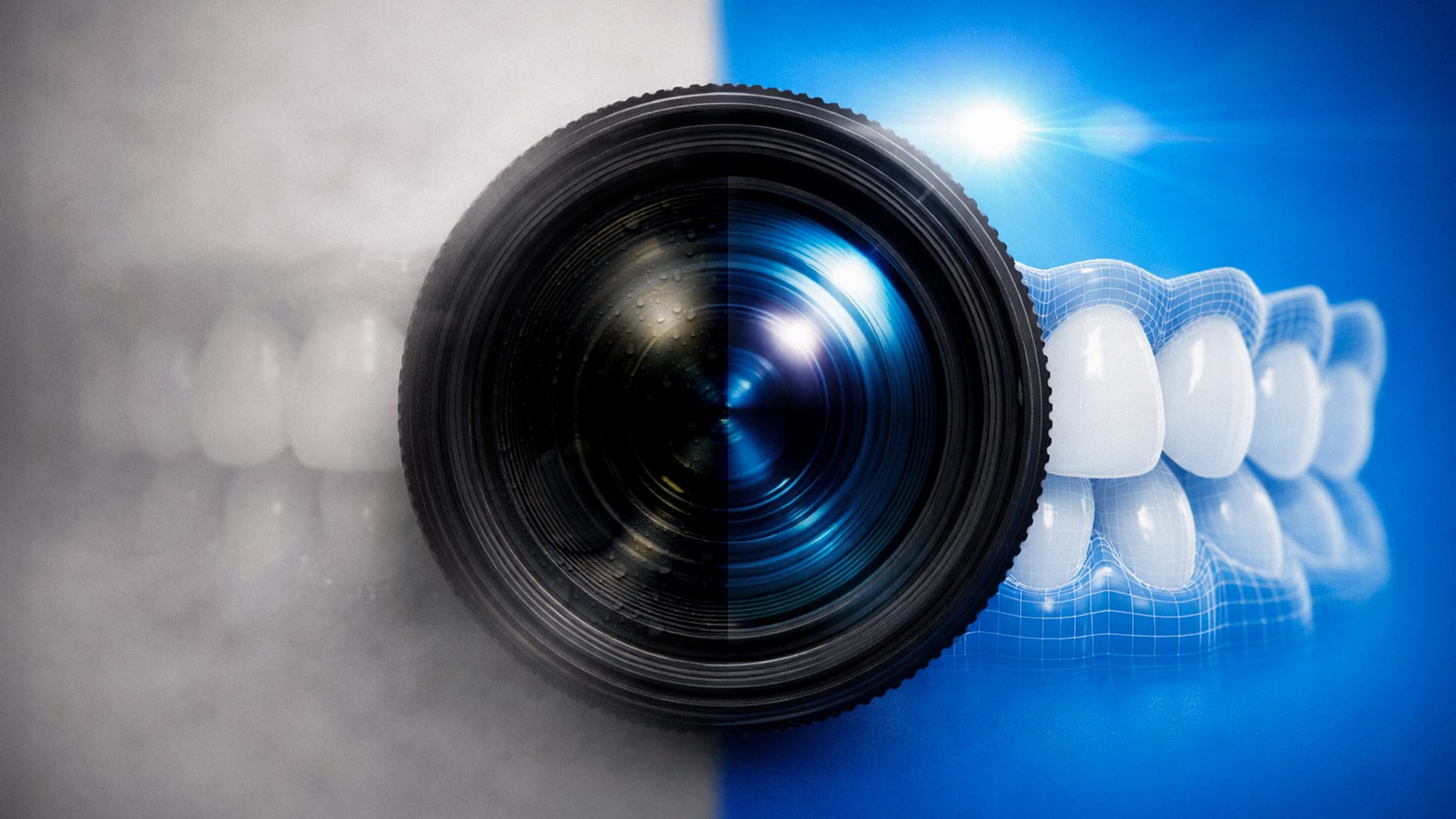 A metaphorical image contrasting a camera lens on a foggy day versus a clear day to illustrate scanning precision.