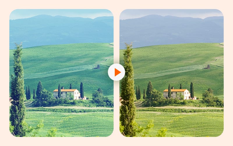 An image contrasting vision with the blue-shifting phenomenon and normal vision.