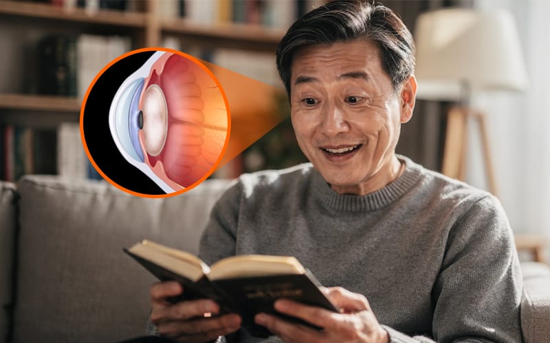 A representation of index myopia (temporary near-sightedness) caused by cataract progression