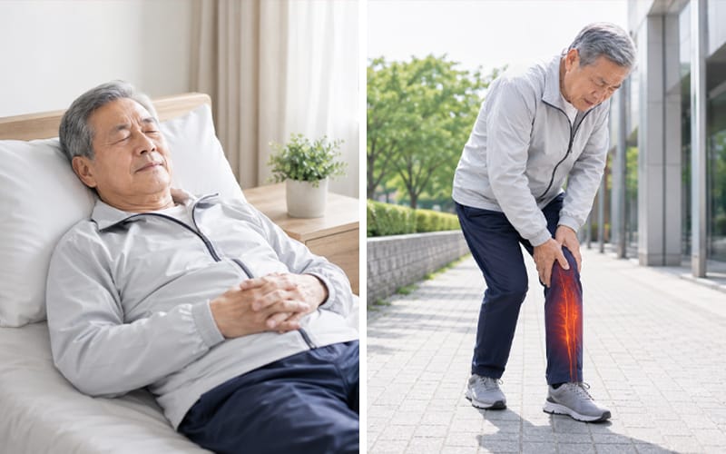 A visual showing the difference in pain between rest and movement