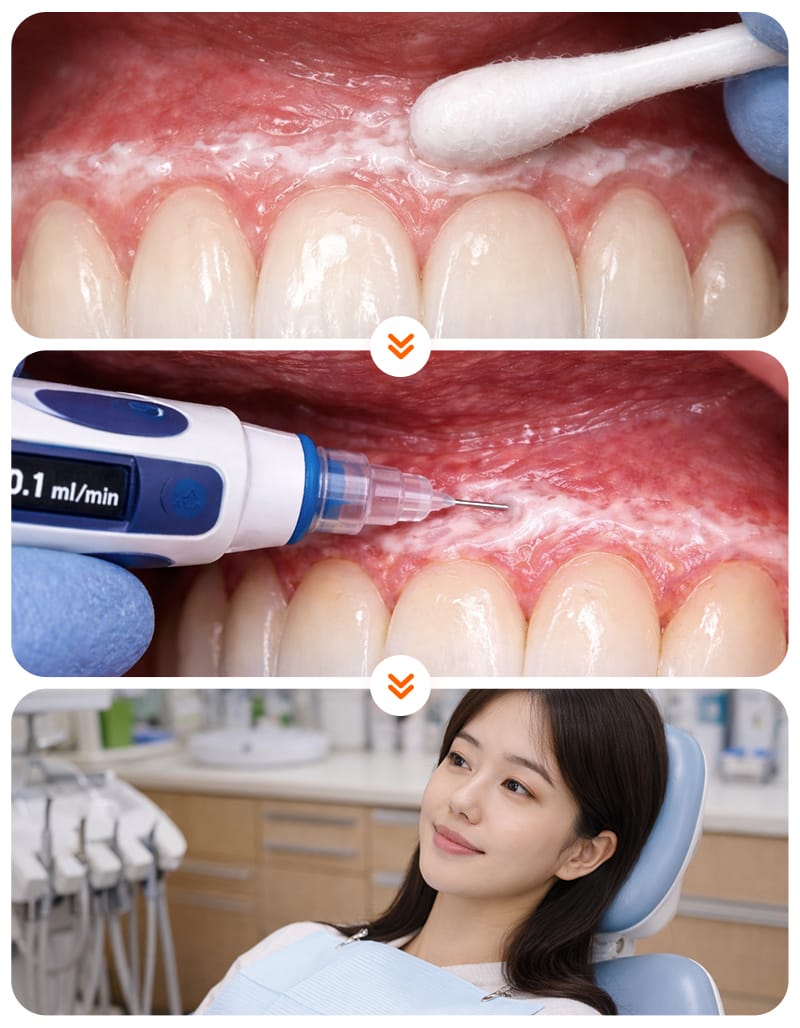 The anesthesia process during a dental veneer procedure