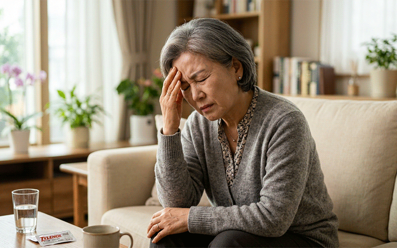 An elderly patient suffering from a severe headache