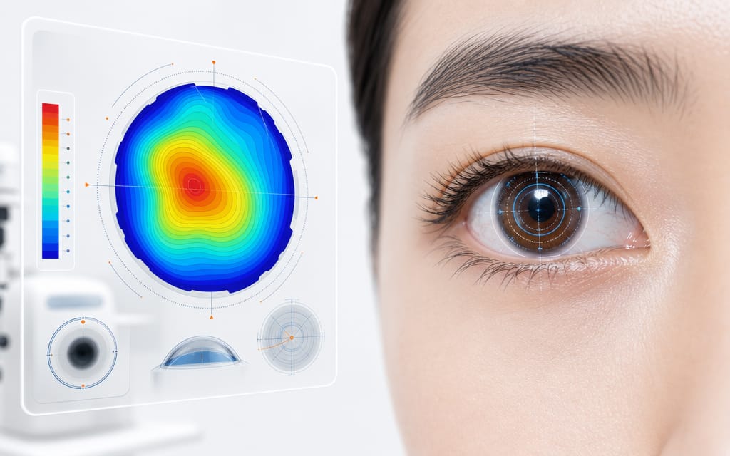 An infographic representing ocular biometry and precision eye measurements for cataract surgery