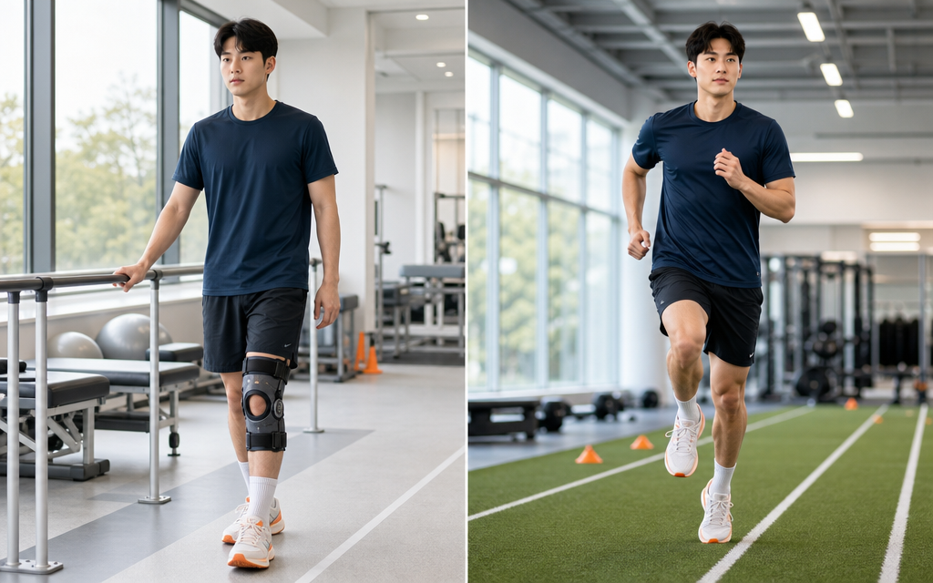 점진적인 재활 운동이 필요함을 표현하는 이미지