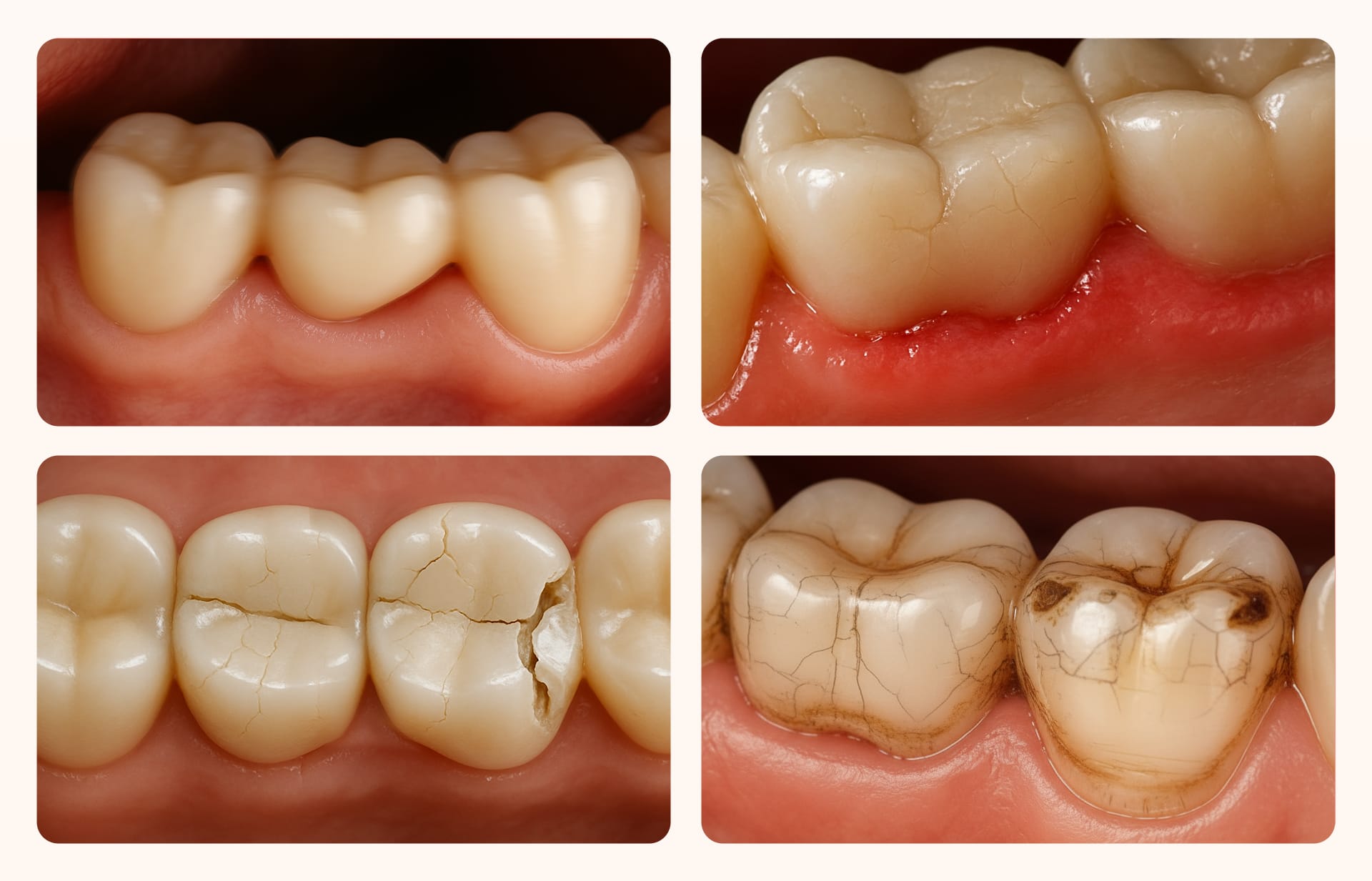 An infographic featuring icons and text that highlight signs for dental bridge replacement, such as looseness, gum pain, damage, and esthetic concerns