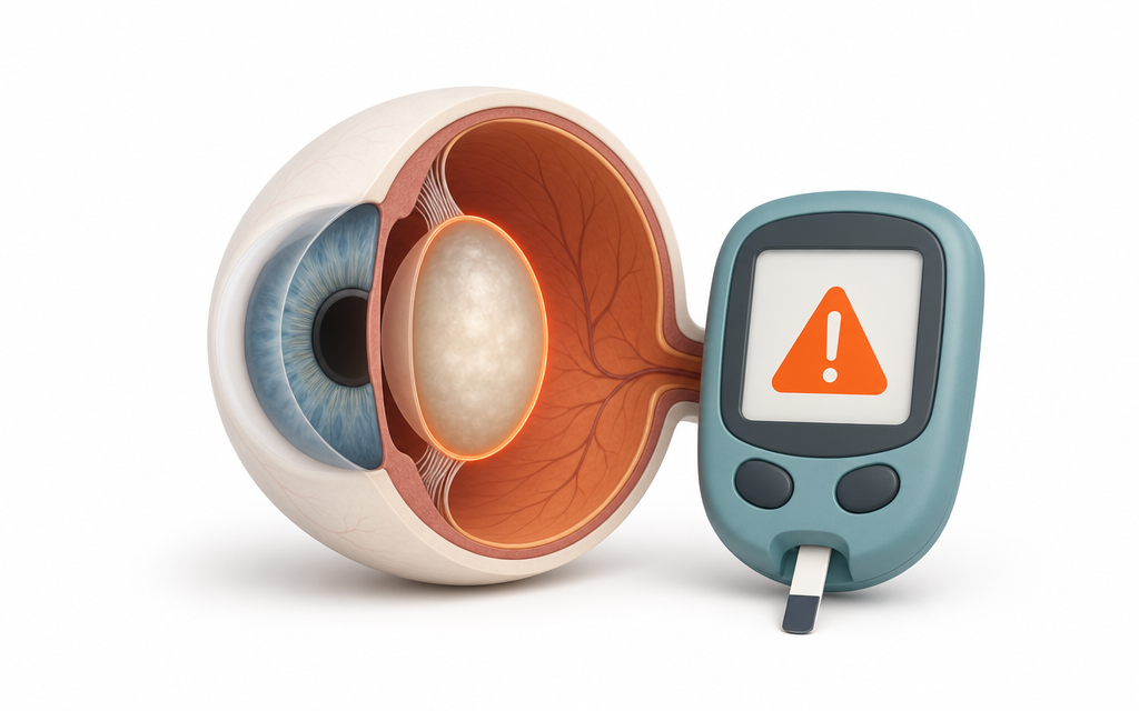 An infographic showing the increased risk of cataracts in diabetic patients