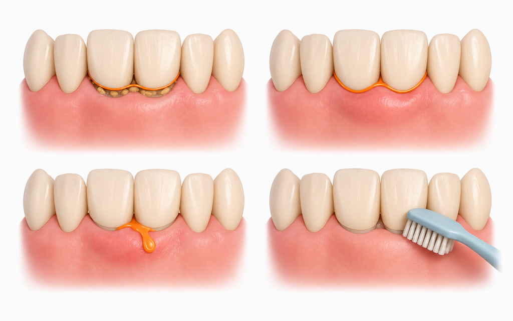 An illustration highlighting 4 major factors contributing to gum inflammation