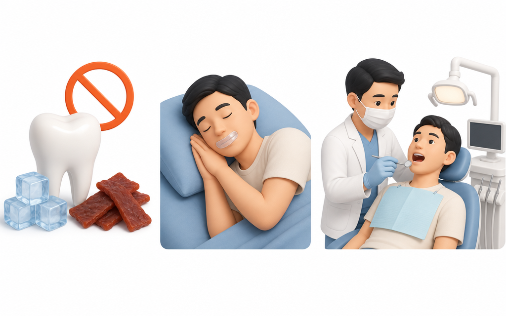 치아 균열 악화 예방 규칙 3가지를 시각화 한 이미지